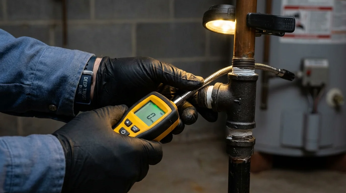 Gas leak detection with electronic sniffer by Johns Plumbing LLC in Ouray
